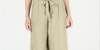 JM Collection Women's Tie Front Textured Capri Pants Brown Size Petite Medium