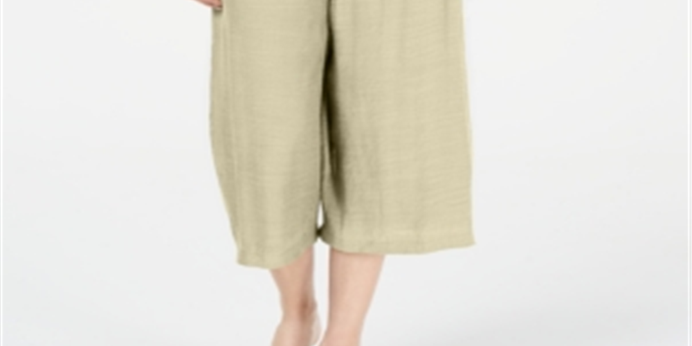 JM Collection Women's Tie Front Textured Capri Pants Brown Size Petite Medium