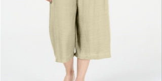 JM Collection Women's Tie Front Textured Capri Pants Brown Size Petite Medium