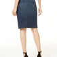 INC International Concepts Women's Embellished Denim Skirt Blue Size 18