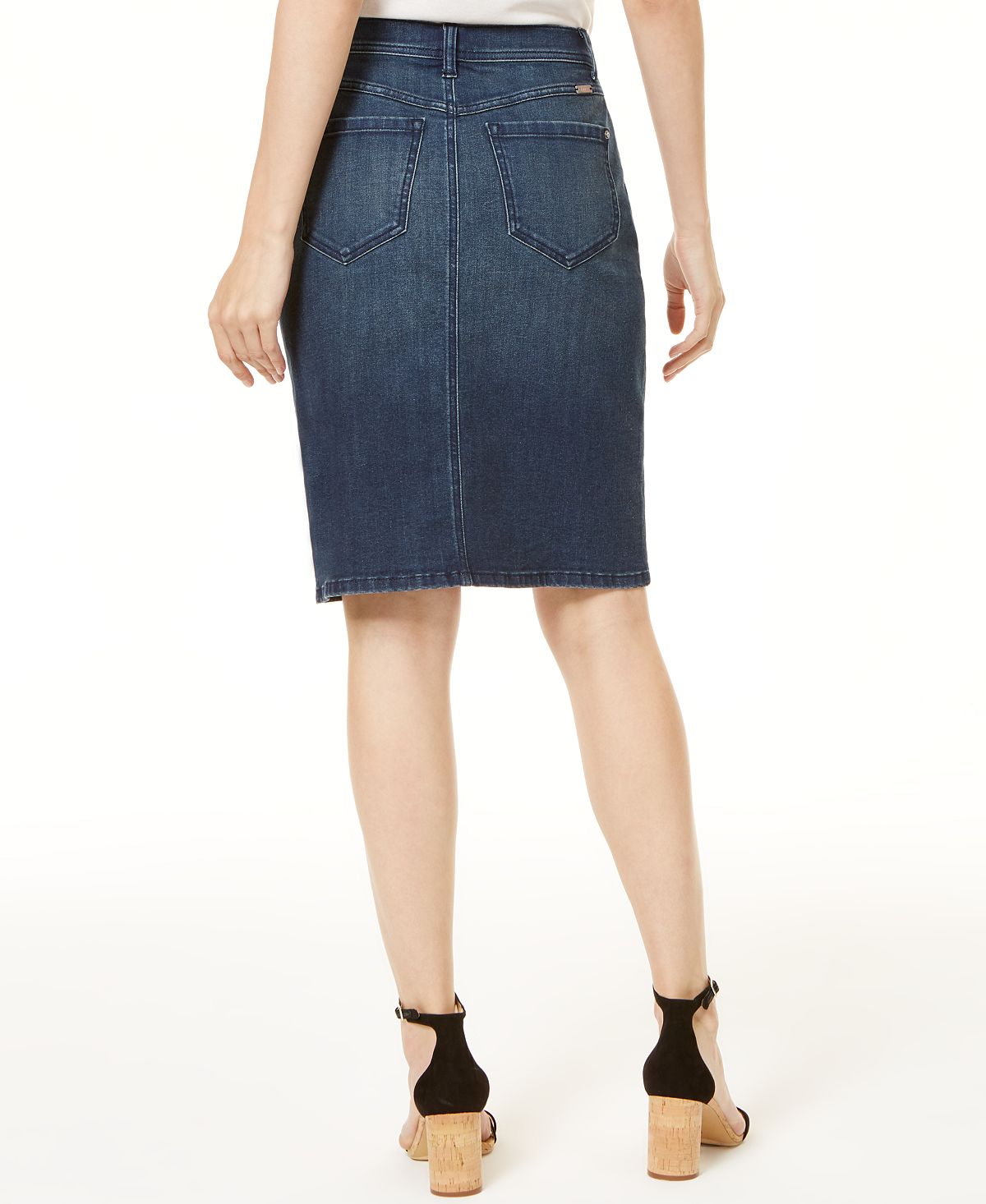 INC International Concepts Women's Embellished Denim Skirt Blue Size 18