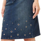 INC International Concepts Women's Embellished Denim Skirt Blue Size 18