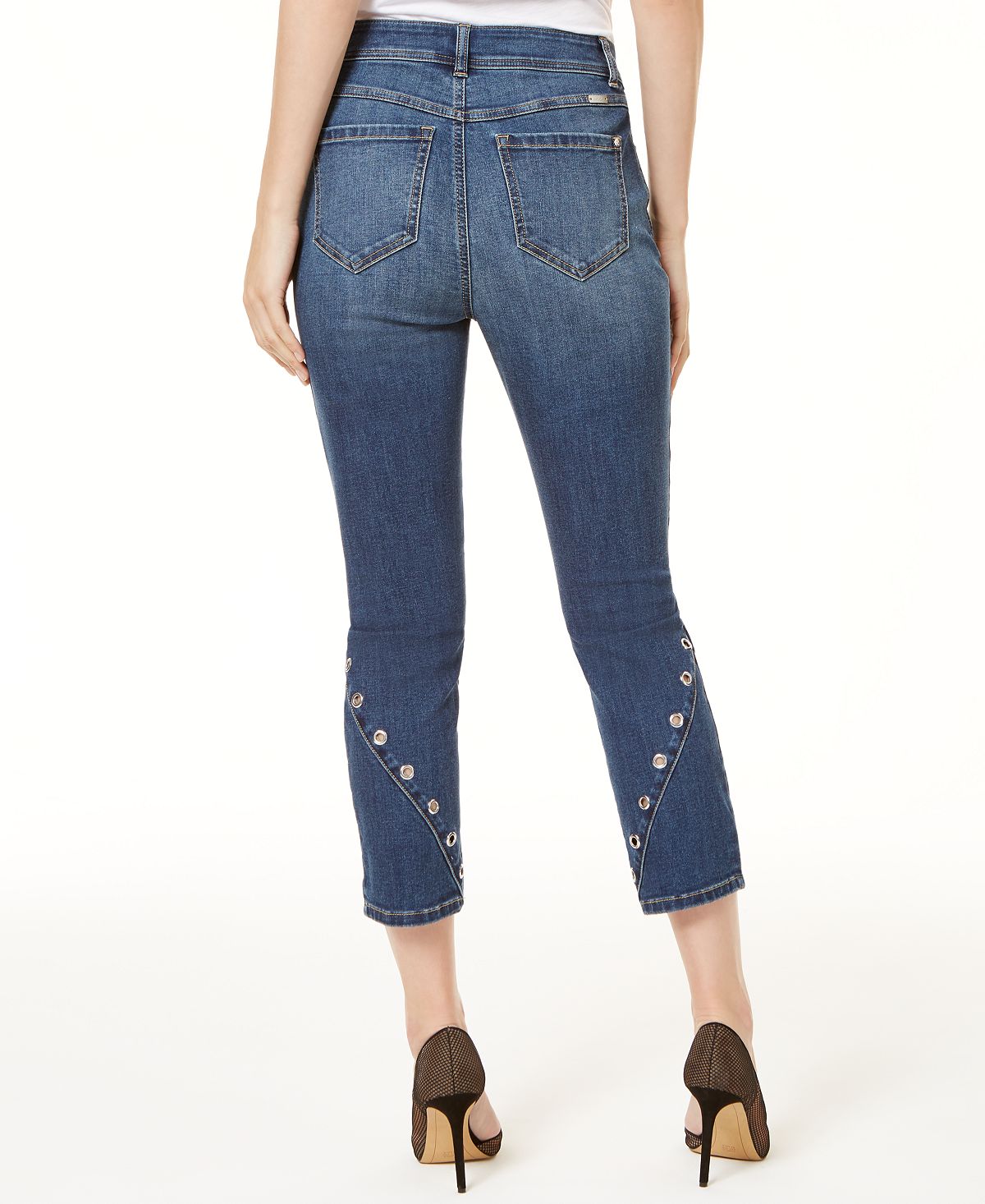 INC International Concepts Women's Grommet Detail Cropped Skinny Jeans Blue Size 12