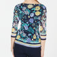 Charter Club Women's Floral Print Boat Neck Top Blue Size X-Large