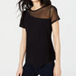 INC International Concepts Women's Illusion Detail T-Shirt Black Size Large