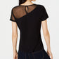 INC International Concepts Women's Illusion Detail T-Shirt Black Size Large