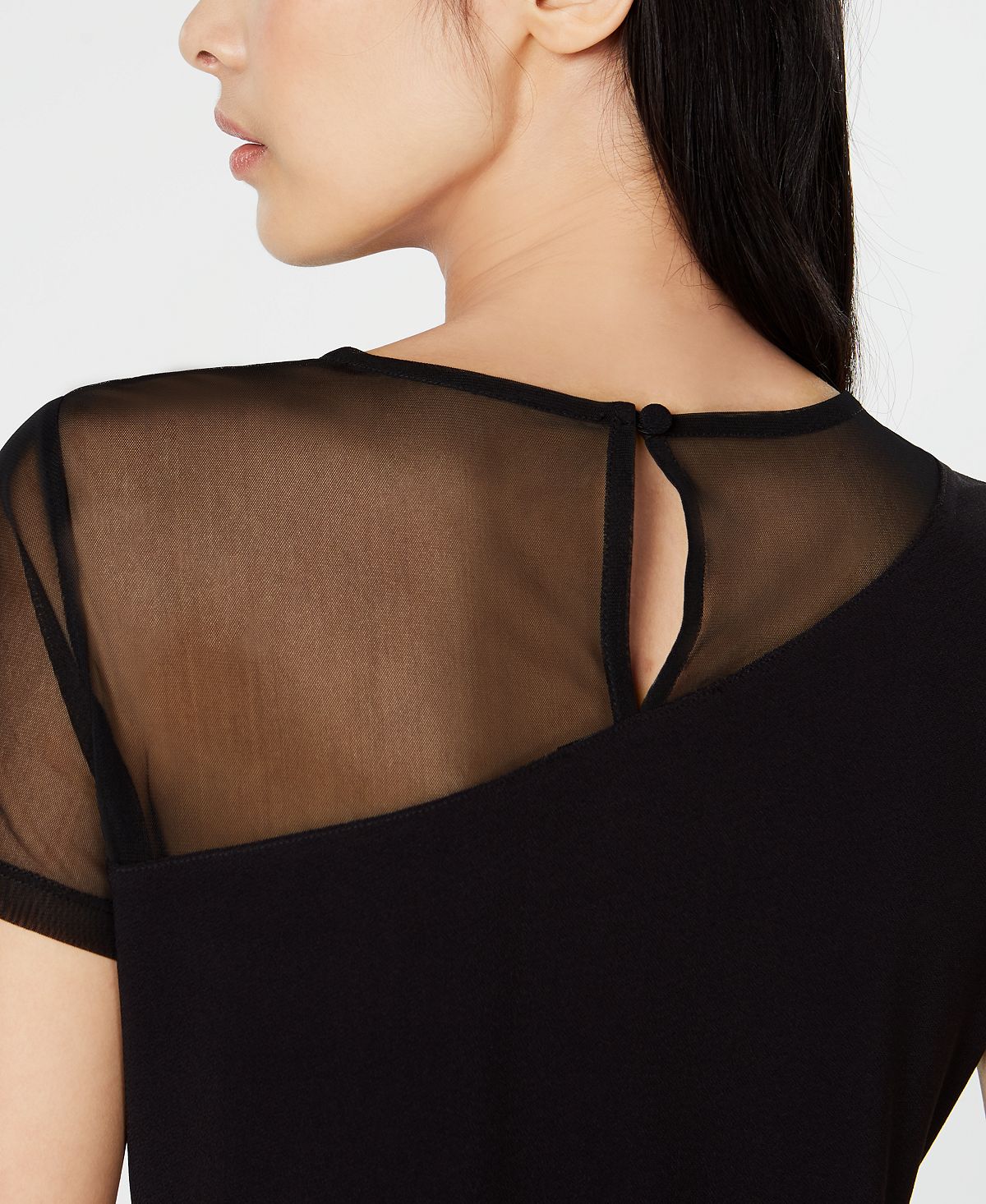 INC International Concepts Women's Illusion Detail T-Shirt Black Size Large
