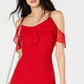 INC International Concepts Women's Short Sleeve Below the Knee Hi Lo Party Dress Red Size 6