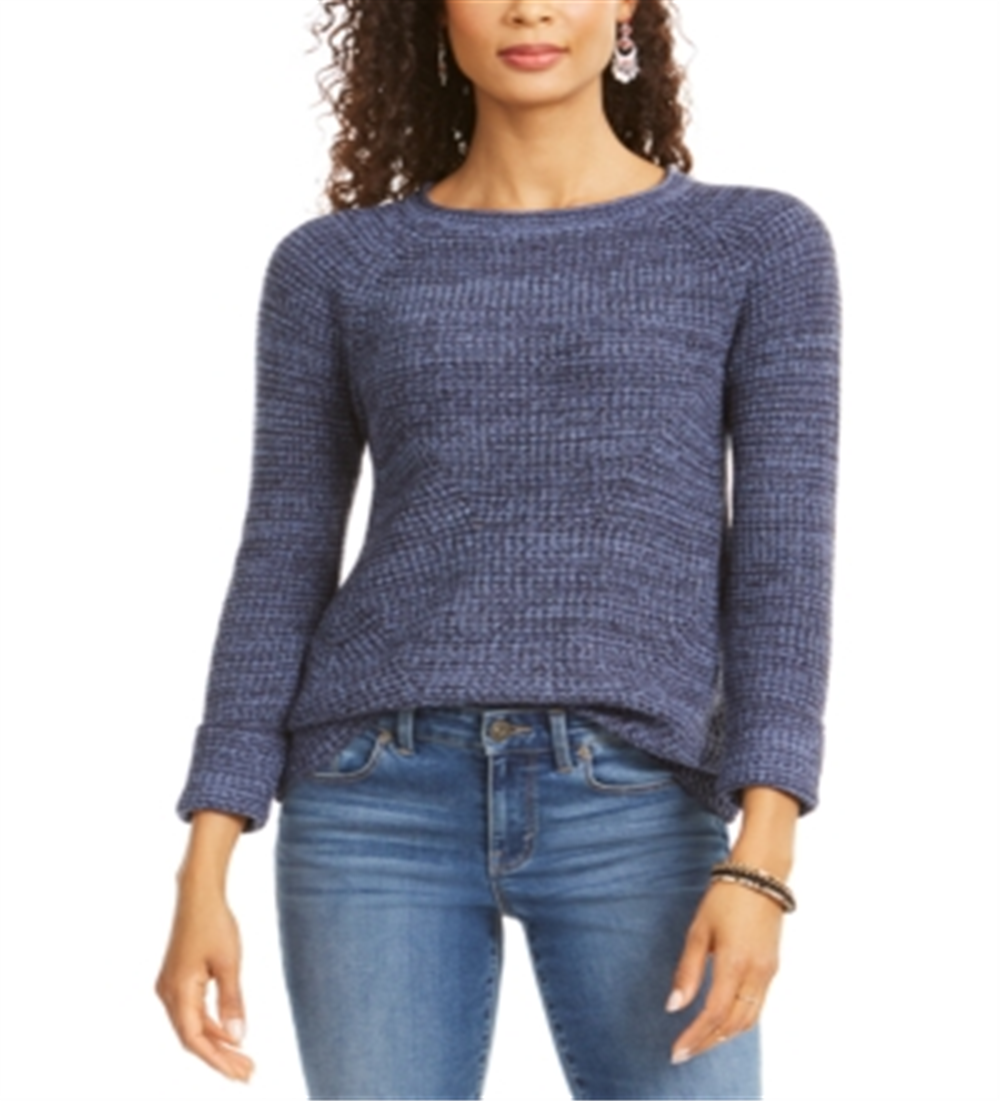 Style & Co Women's Crewneck Marled Sweater Blue Size Medium