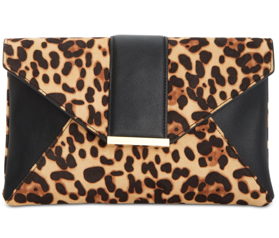 INC International Concepts Women's Luci Leopard Print Clutch Brown Size Regular