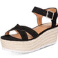 Material Girl Women's Mbrinnyf Cotton Open Toe Casual Platform Sandals Black Size 11 M