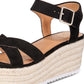 Material Girl Women's Mbrinnyf Cotton Open Toe Casual Platform Sandals Black Size 11 M