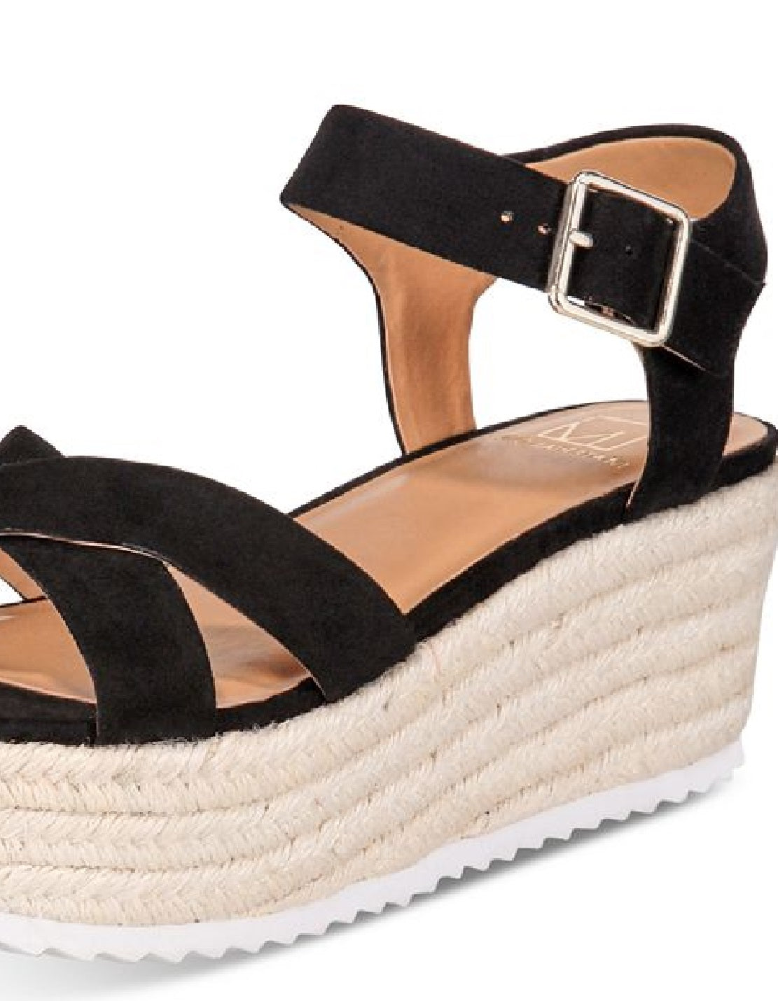Material Girl Women's Mbrinnyf Cotton Open Toe Casual Platform Sandals Black Size 11 M