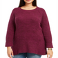 Style & Co Women's Plus Angled Sides Cuffed Sleves Crewneck Sweater Purple Size 4X