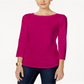 Charter Club Women's Pima Cotton Boat Neck Button Shoulder Top Pink Size XX-Large
