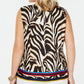 INC International Concepts Women's Plus Faux Wrap Animal Print Top Yellow Size 2X