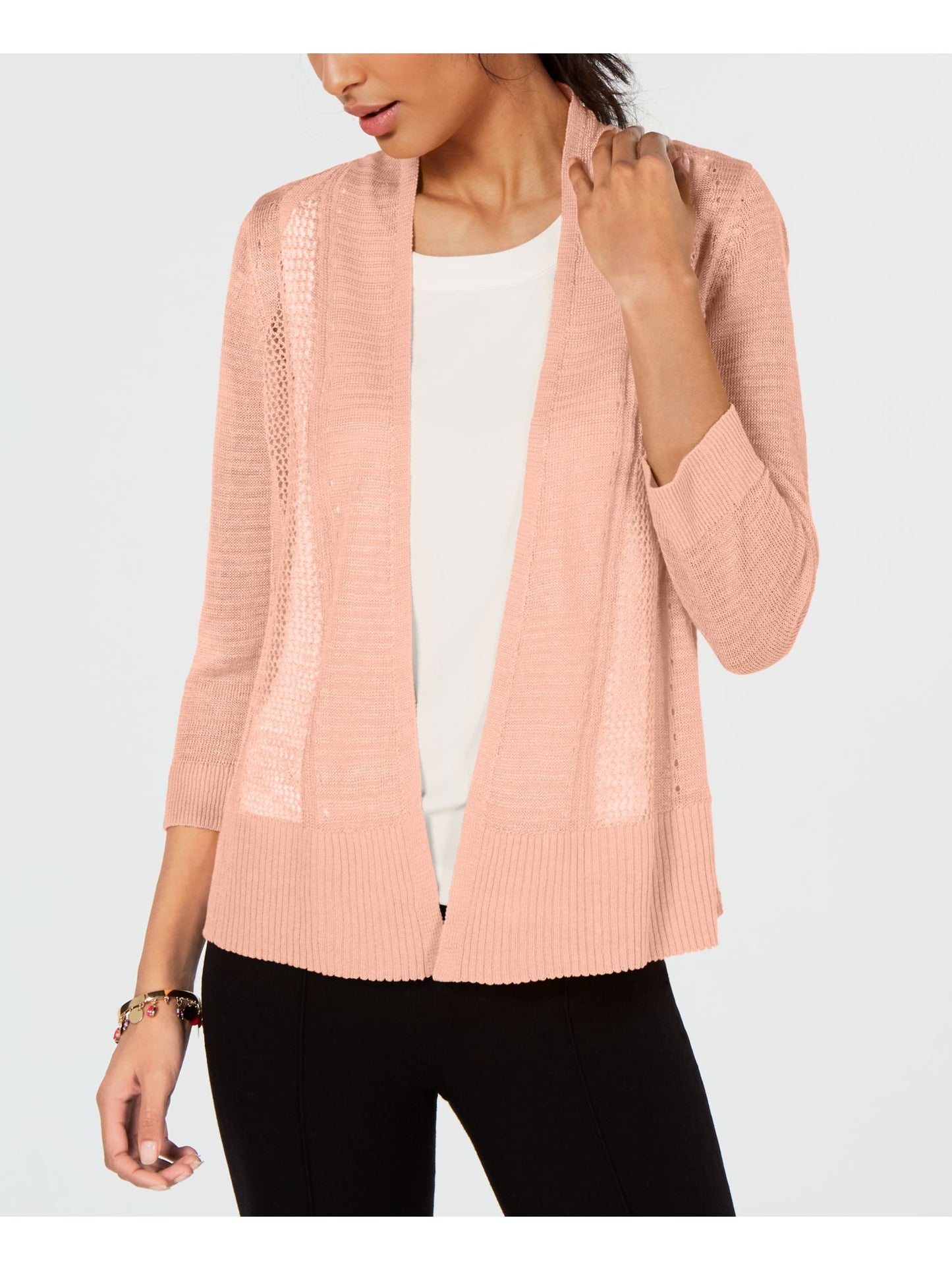 Alfani Women's Long Sleeve Open Cardigan Top Orange Size Large