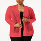 Alfani Women's Plus Mixed Stitch Lightweight Cardigan Sweater Red Size 2X