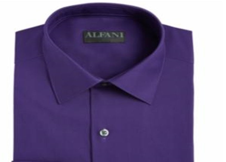 Alfani Men's Regular Fit Wrinkle Resistant Button Down Shirt Purple Size M