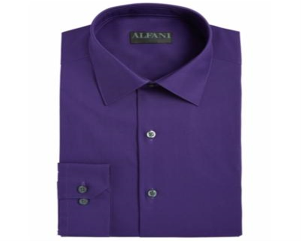 Alfani Men's Regular Fit Wrinkle Resistant Button Down Shirt Purple Size M