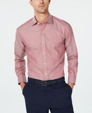 Tasso Elba Men's Non Iron Regular Fit Dress Shirt Red Size 15X34-35