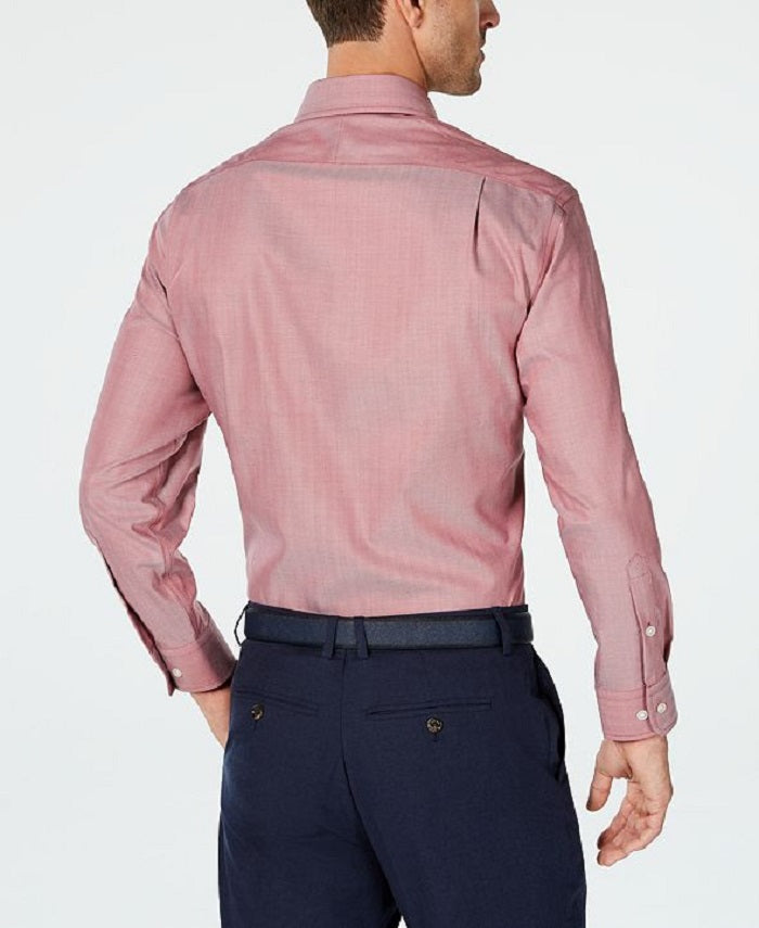 Tasso Elba Men's Non Iron Regular Fit Dress Shirt Red Size 15X34-35