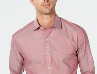 Tasso Elba Men's Non Iron Regular Fit Dress Shirt Red Size 15X34-35