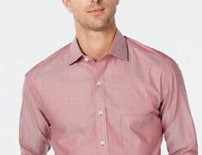 Tasso Elba Men's Non Iron Regular Fit Dress Shirt Red Size 15.5X34-35