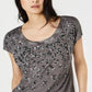 INC International Concepts Women's Sequined Animal Print Pullover Top Gray Size Small