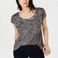 INC International Concepts Women's Sequined Animal Print Pullover Top Gray Size Small