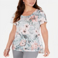 JM Collection Women's Printed Studded Top Green Size X-Large