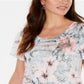 JM Collection Women's Printed Studded Top Green Size X-Large