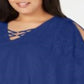 JM Collection Women's 3/4 Sleeve Party Top Blue Size 1X