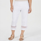 JM Collection Women's Crochet Trim Capri Pants White Size Petite