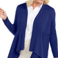 JM Collection Women's Mixed Ribbed Flyaway Cardigan  Blue Size Petite L