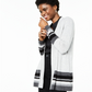 Charter Club Women's Striped Cashmere Cardigan Silver Size X-Large