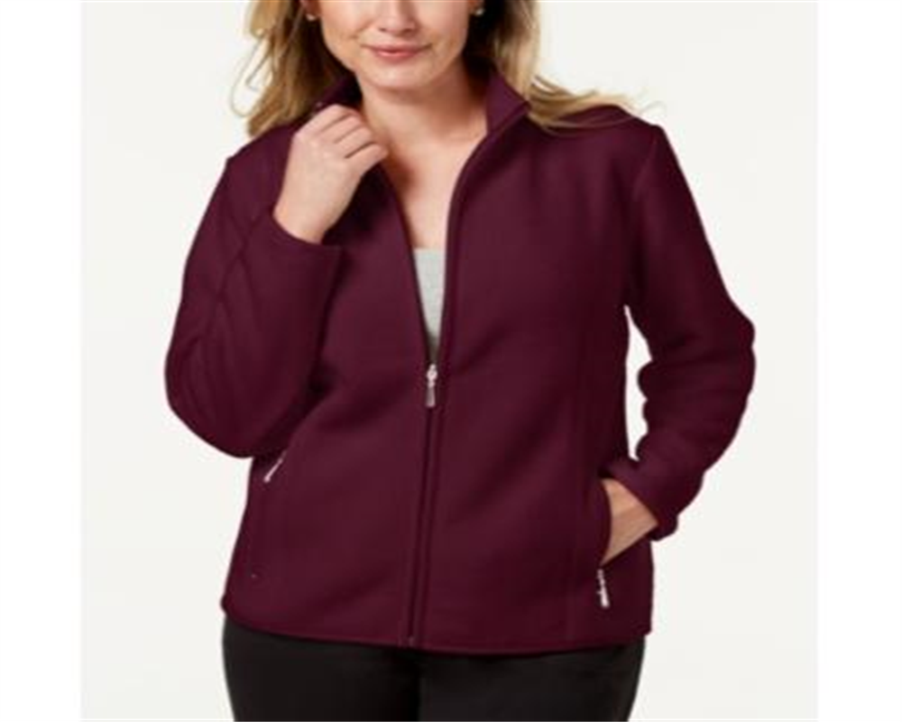 Karen Scott Women's Zeroproof Fleece Jacket Maroon Size Petite L