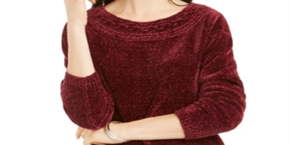 Karen Scott Women's Boat Neck Chenille Sweater Red Size XX-Large