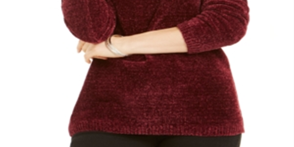 Karen Scott Women's Boat Neck Chenille Sweater Red Size XX-Large