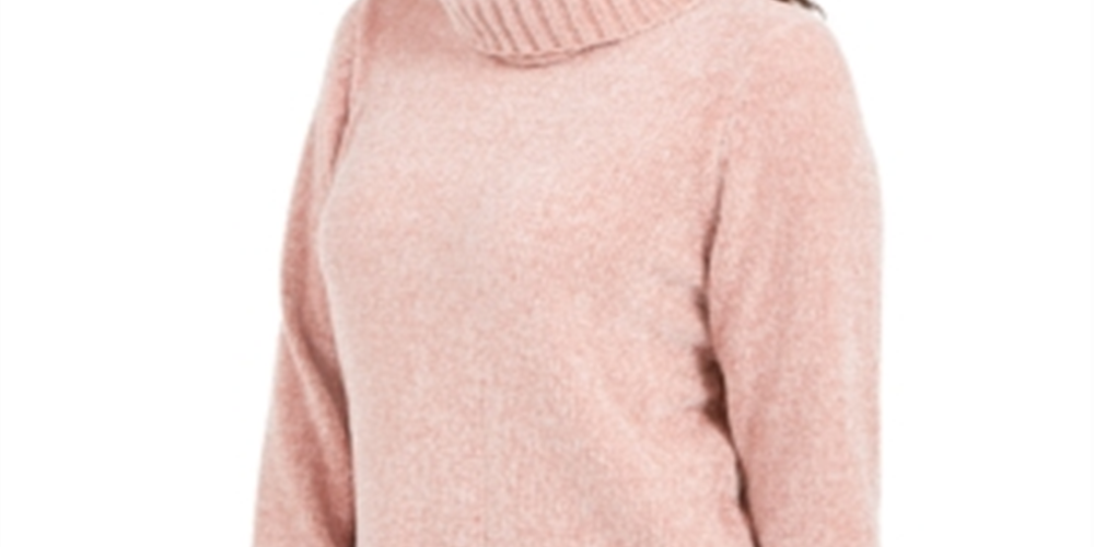Karen Scott Women's Chenille Mock Neck Sweater Pink Size Small