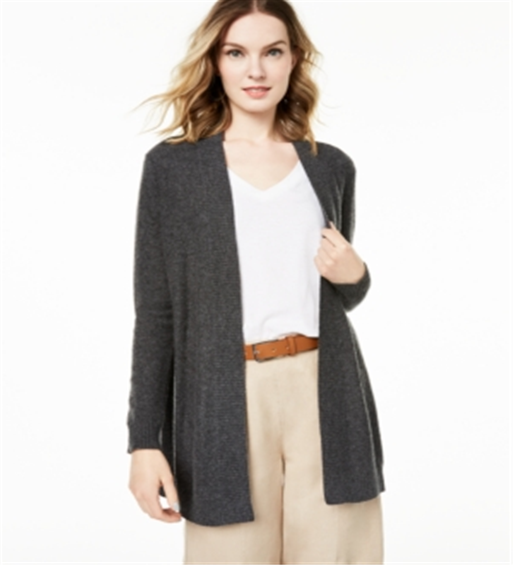Charter Club Women's Nicki Cashmere Open Front Cardigan Gray Size Large