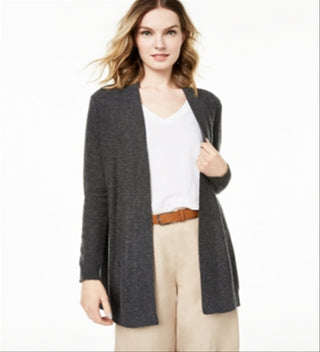 Charter Club Women's Nicki Cashmere Open Front Cardigan Gray Size Large