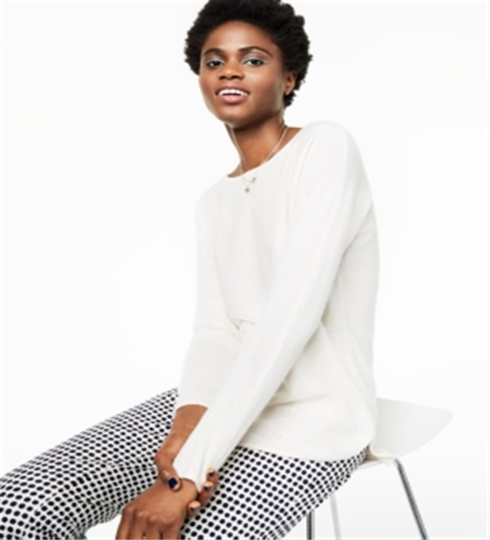 Charter Club Women's Cashmere Long Sleeve Shirttail Sweater Beige Size XL