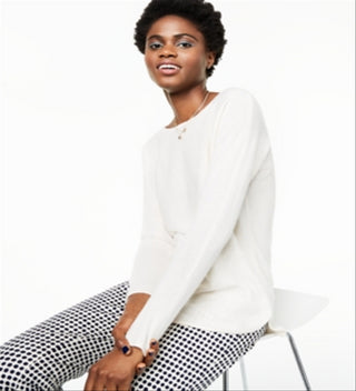 Charter Club Women's Cashmere Long Sleeve Shirttail Sweater Beige Size XL