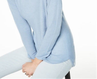 Charter Club Women's Pure Cashmere Long Sleeve Shirttail Sweater Blue Size X-Small