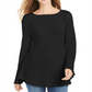 Style & Co Women's Ruffle Hem Knit Sweater Black Size XX-Large