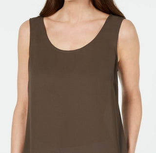 Alfani Women's Sleeveless Scoop Neck Top Brown Size X-Large