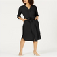 Alfani Women's 3/4 Sleeve Belted Shirtdress Black Size 12 Petite