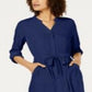 Alfani Women's 3/4 Sleeve Belted Shirtdress Blue Size 14 Petite