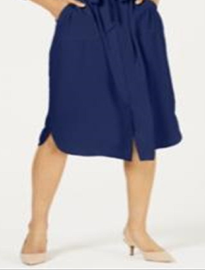 Alfani Women's 3/4 Sleeve Belted Shirtdress Blue Size 14 Petite